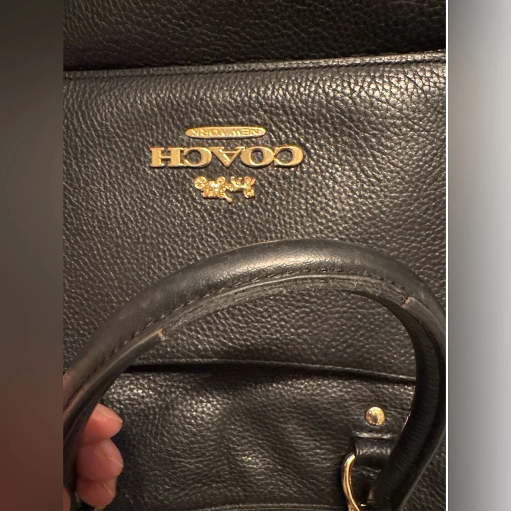 Coach Emma Black Pebbled Leather Satchel Bag - Picture 10 of 11